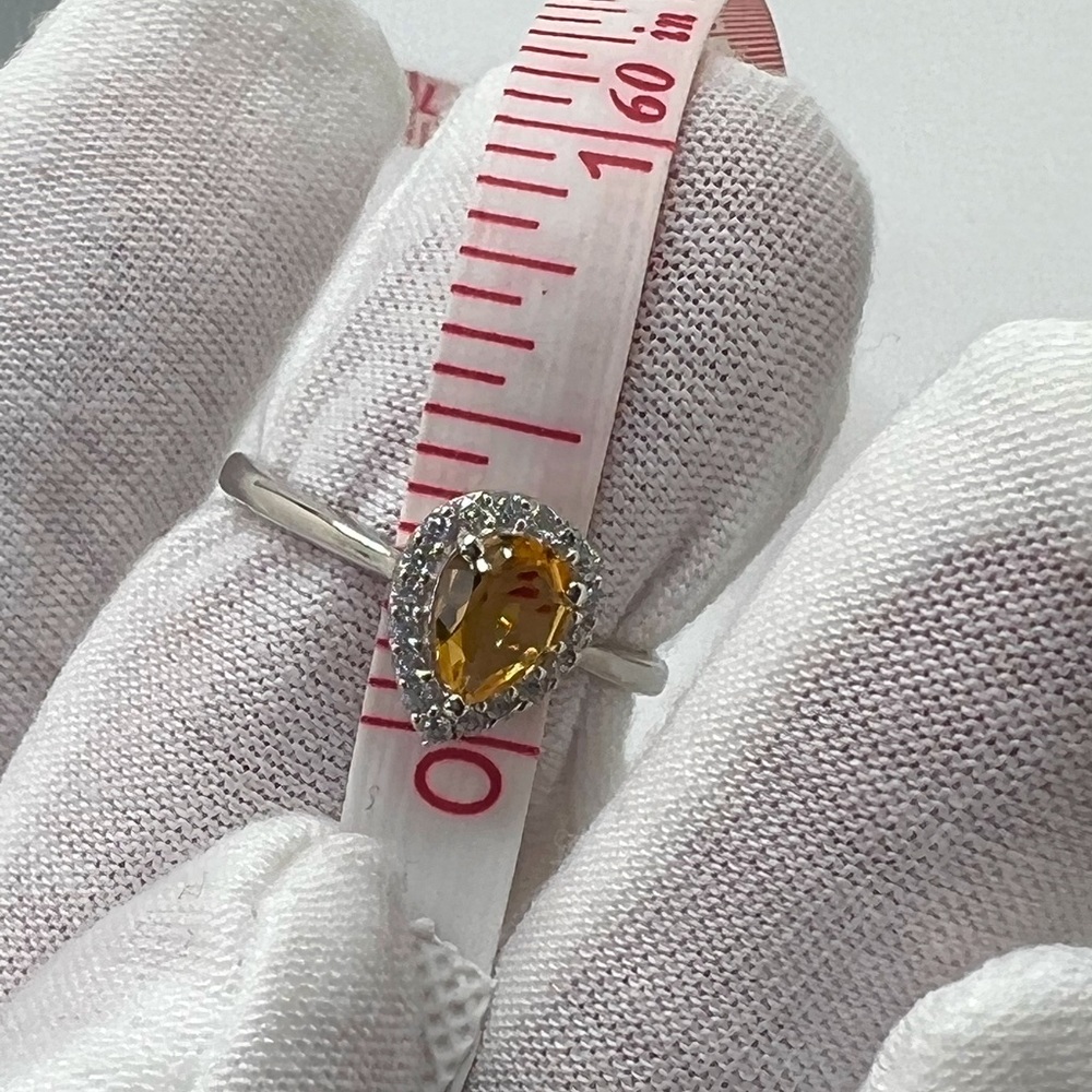 Sale $36 Firm! .925 Sterling Silver Natural Citrine & Cz Ring - Picture 7 of 15